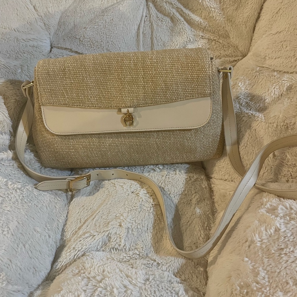 Etienne Aigner woven Tan and Cream Women's Bag
